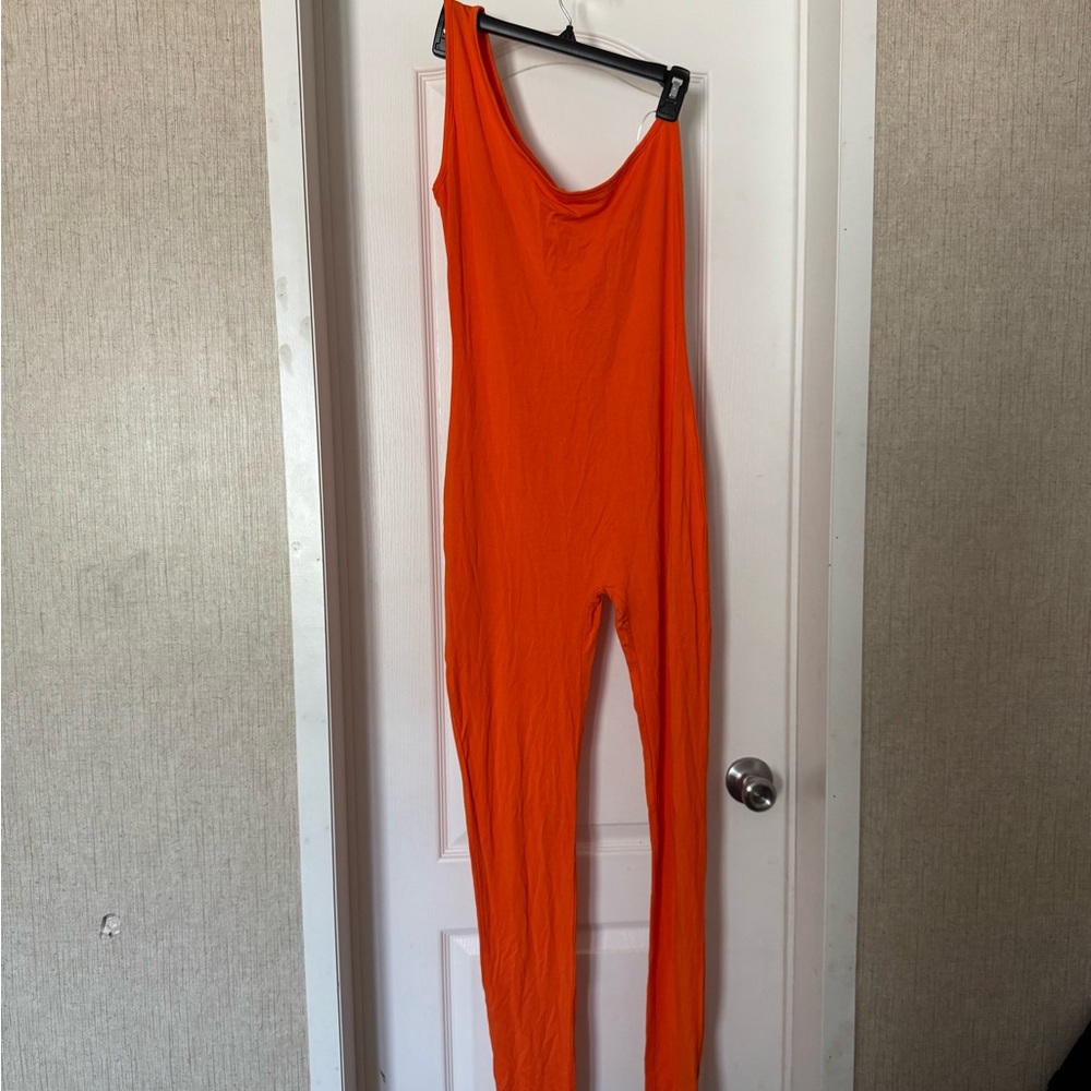 Fashion Nova Orange Form-Fitting Jumpsuit
